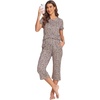 image:imageEkouaer Womens Sleepwear Capri Pajama Sets Short Sleeve TwoPiece Pjs V Neck Tops amp Capri Pants with Pockets S3XLLeopard