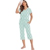 image:imageEkouaer Womens Sleepwear Capri Pajama Sets Short Sleeve TwoPiece Pjs V Neck Tops amp Capri Pants with Pockets S3XLLight Green Flowers
