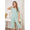 image:imageEkouaer Womens Sleepwear Capri Pajama Sets Short Sleeve TwoPiece Pjs V Neck Tops amp Capri Pants with Pockets S3XLLight Green Flowers