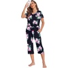 image:imageEkouaer Womens Sleepwear Capri Pajama Sets Short Sleeve TwoPiece Pjs V Neck Tops amp Capri Pants with Pockets S3XLNavy Flowers