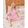 image:imageEkouaer Womens Sleepwear Capri Pajama Sets Short Sleeve TwoPiece Pjs V Neck Tops amp Capri Pants with Pockets S3XLPink