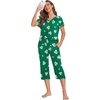 image:imageEkouaer Womens Sleepwear Capri Pajama Sets Short Sleeve TwoPiece Pjs V Neck Tops amp Capri Pants with Pockets S3XLShamrock