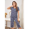 image:imageEkouaer Womens Sleepwear Capri Pajama Sets Short Sleeve TwoPiece Pjs V Neck Tops amp Capri Pants with Pockets S3XLStars