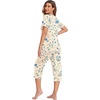 image:imageEkouaer Womens Sleepwear Capri Pajama Sets Short Sleeve TwoPiece Pjs V Neck Tops amp Capri Pants with Pockets S3XLWhite Blue Flowers