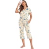 image:imageEkouaer Womens Sleepwear Capri Pajama Sets Short Sleeve TwoPiece Pjs V Neck Tops amp Capri Pants with Pockets S3XLWhite Blue Flowers