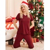 image:imageEkouaer Womens Sleepwear Capri Pajama Sets Short Sleeve TwoPiece Pjs V Neck Tops amp Capri Pants with Pockets S3XLWine Red