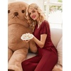 image:imageEkouaer Womens Sleepwear Capri Pajama Sets Short Sleeve TwoPiece Pjs V Neck Tops amp Capri Pants with Pockets S3XLWine Red