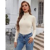 image:imageEkouaer Womens Turtleneck Long Sleeve Shirts Ribbed Casual Basic Tops Fitted Underwear Thermal Undershirts Winter ClothesBeige