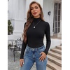 image:imageEkouaer Womens Turtleneck Long Sleeve Shirts Ribbed Casual Basic Tops Fitted Underwear Thermal Undershirts Winter ClothesBlack