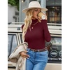 image:imageEkouaer Womens Turtleneck Long Sleeve Shirts Ribbed Casual Basic Tops Fitted Underwear Thermal Undershirts Winter ClothesBurgundy