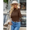 image:imageEkouaer Womens Turtleneck Long Sleeve Shirts Ribbed Casual Basic Tops Fitted Underwear Thermal Undershirts Winter ClothesCoffee Brown