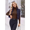 image:imageEkouaer Womens Turtleneck Long Sleeve Shirts Ribbed Casual Basic Tops Fitted Underwear Thermal Undershirts Winter ClothesCoffee Brown