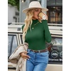 image:imageEkouaer Womens Turtleneck Long Sleeve Shirts Ribbed Casual Basic Tops Fitted Underwear Thermal Undershirts Winter ClothesGreen