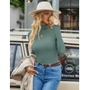image:imageEkouaer Womens Turtleneck Long Sleeve Shirts Ribbed Casual Basic Tops Fitted Underwear Thermal Undershirts Winter ClothesGrey Green