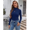 image:imageEkouaer Womens Turtleneck Long Sleeve Shirts Ribbed Casual Basic Tops Fitted Underwear Thermal Undershirts Winter ClothesNavy Blue