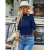 image:imageEkouaer Womens Turtleneck Long Sleeve Shirts Ribbed Casual Basic Tops Fitted Underwear Thermal Undershirts Winter ClothesNavy Blue