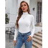 image:imageEkouaer Womens Turtleneck Long Sleeve Shirts Ribbed Casual Basic Tops Fitted Underwear Thermal Undershirts Winter ClothesWhite