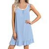 image:imageEkouaer Nightgowns for Women Sleeveless Nightdress Cute Night Gowns Short Sleepshirt Soft Sleepwear Pajama Dress SXXXLLight Blue