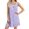 image:imageEkouaer Nightgowns for Women Sleeveless Nightdress Cute Night Gowns Short Sleepshirt Soft Sleepwear Pajama Dress SXXXLPurple Abstract Dots