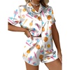 image:imageEkouaer Silk Satin Pajama Set for Women Button Down Short Sleeve Top and Shorts Pjs Sets Sleepwear Gifts for Party S5XLWhite Bow Softball