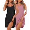image:imageEkouaer Women 2 Pack Cotton Nightgowns Sleeveless Sleep Shirts Soft ChemiseBlackCherry