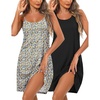 image:imageEkouaer Women 2 Pack Cotton Nightgowns Sleeveless Sleep Shirts Soft ChemiseBlackDense Floral Apricot