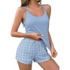 image:imageEkouaer Womens Cami Pajama Set Sexy Tank Top and Shorts Set Sleeveless Racerback Pjs Summer Soft Sleepwear SXXLBlue Geometric Pattern