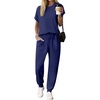 image:imageEkouaer Womens Cotton Matching Lounge Sets Short Sleeve Top and Jogger Pants Set Fashion Casual OutfitsNavy Blue