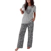 image:imageEkouaer Womens Pajamas Sets 2 Piece Short Sleeve Lounge Set Printed Loose Pants Round Neck Pj Sets LoungewearGray Leopard