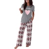 image:imageEkouaer Womens Pajamas Sets 2 Piece Short Sleeve Lounge Set Printed Loose Pants Round Neck Pj Sets LoungewearHeart Gray
