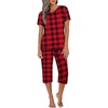 image:imageEkouaer Womens Sleepwear Capri Pajama Sets Short Sleeve TwoPiece Pjs V Neck Tops amp Capri Pants with Pockets S3XLRed Christmas Plaid