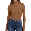 image:imageEkouaer Womens Turtleneck Long Sleeve Shirts Ribbed Casual Basic Tops Fitted Underwear Thermal Undershirts Winter ClothesLight Brown