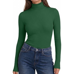 image:imageEkouaer Womens Turtleneck Long Sleeve Shirts Ribbed Casual Basic Tops Fitted Underwear Thermal Undershirts Winter ClothesGreen