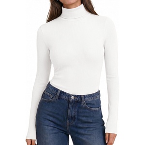 image:imageEkouaer Womens Turtleneck Long Sleeve Shirts Ribbed Casual Basic Tops Fitted Underwear Thermal Undershirts Winter ClothesWhite