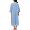 image:imageEkouaer Robe for Women Velour Zipper Robe 34 Sleeves Housecoat Full Length Loungewear Long Bathrobe with PocketsBlue