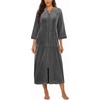 image:imageEkouaer Robe for Women Velour Zipper Robe 34 Sleeves Housecoat Full Length Loungewear Long Bathrobe with PocketsGrey