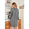 image:imageEkouaer Womens Nightgown V Neck Striped Button Down Sleepwear 34 Sleeves Nightshirts Soft Button Sleep Dress SXXLBlack White Stripes