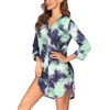 image:imageEkouaer Womens Nightgown V Neck Striped Button Down Sleepwear 34 Sleeves Nightshirts Soft Button Sleep Dress SXXLBlue Green Tiedye