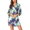 image:imageEkouaer Womens Nightgown V Neck Striped Button Down Sleepwear 34 Sleeves Nightshirts Soft Button Sleep Dress SXXLBlue Green Tiedye