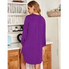 image:imageEkouaer Womens Nightgown V Neck Striped Button Down Sleepwear 34 Sleeves Nightshirts Soft Button Sleep Dress SXXLPurple