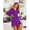 image:imageEkouaer Womens Nightgown V Neck Striped Button Down Sleepwear 34 Sleeves Nightshirts Soft Button Sleep Dress SXXLPurple