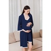 image:imageEkouaer Womens Nightgown and Robe Set 34 Sleeves Robes 2 Piece Bathrobe Set Vneck Lace Cami Sleepwear with Pockets S2XLNavy Blue