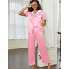 image:imageEkouaer Satin Pajamas Set for Women Silk Button Down Sleepwear Short Sleeve Loungewear 2 Pieces NightwearLight Pink