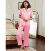 image:imageEkouaer Satin Pajamas Set for Women Silk Button Down Sleepwear Short Sleeve Loungewear 2 Pieces NightwearLight Pink