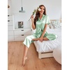image:imageEkouaer Womens Satin Pajamas Silk Capri Pjs 2 Piece Lounge Sets Short Sleeve Button Down SleepwearLight Green