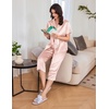 image:imageEkouaer Womens Satin Pajamas Silk Capri Pjs 2 Piece Lounge Sets Short Sleeve Button Down SleepwearLight Pink