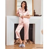 image:imageEkouaer Womens Satin Pajamas Silk Capri Pjs 2 Piece Lounge Sets Short Sleeve Button Down SleepwearLight Pink