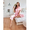 image:imageEkouaer Womens Satin Pajamas Silk Capri Pjs 2 Piece Lounge Sets Short Sleeve Button Down SleepwearVeiled Rose