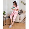image:imageEkouaer Womens Satin Pajamas Silk Capri Pjs 2 Piece Lounge Sets Short Sleeve Button Down SleepwearVeiled Rose
