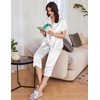 image:imageEkouaer Womens Satin Pajamas Silk Capri Pjs 2 Piece Lounge Sets Short Sleeve Button Down SleepwearWhite